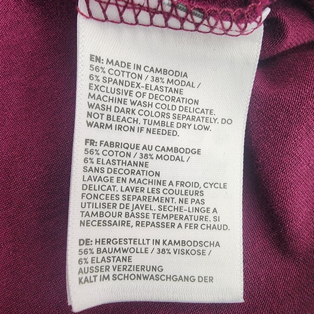 Lands' End Women's 3/4 Sleeve Lightweight Jersey Embellished Top Vivid Plum M - Picture 8 of 10